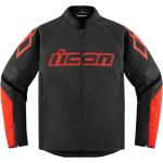 Icon Hooligan Motorrad Textiljacke, schwarz-rot, Größe L