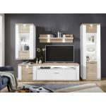 Ideal Möbel Manhattan Wohnwand 95 Weiß Arctic / Eiche Trüffel Melamin | Mit Beleuchtung