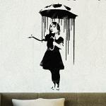 Banksy Schablone - Nola Regenschirm Regen Girl | W
