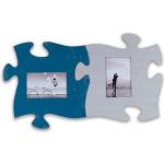 IDEAL TREND Bilderrahmen »Duo Puzzle Holz Bilderrahmen Collage Foto Rahmen kombinierbar Galerie Lifestyle«, Blau-Grau