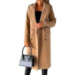 Kamelbraune Vintage Maxi Trenchcoats aus Wolle für Damen Größe S für den für den Herbst 