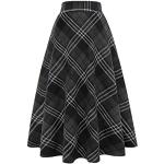 Dunkelgraue Karo Maxi Maxiröcke mit Reißverschluss aus Wolle für Damen Größe M für den für den Winter 