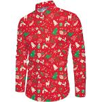 Reduzierte Rote Casual Langärmelige Herrenlangarmhemden mit Weihnachts-Motiv aus Polyester Größe XL Weihnachten 
