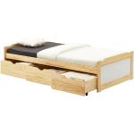 Beige Idimex Funktionsbetten lackiert aus Massivholz mit Stauraum 90x190 Breite 150-200cm, Höhe 0-50cm, Tiefe 150-200cm 