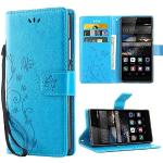 Blaue Huawei P8 Cases Art: Flip Cases mit Insekten-Motiv mit Bildern aus Leder 