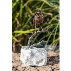 IDYL Gartenfigur » Bronze-Skulptur Vogel auf einem Stein«, Bronze – sehr robust – Langlebig – witterungsbeständig gegen Frost