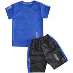 iEFiEL 2-Teiliger Kinder Jungen Fussball Sport Outfits Trainingsanzug kurz Sportanzug Kurzarm T-Shirt und Kurze Hosen Sommer Set Za Blau 122-128