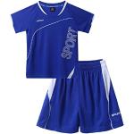 iEFiEL 2-Teiliger Kinder Jungen Fussball Sport Outfits Trainingsanzug kurz Sportanzug Kurzarm T-Shirt und Kurze Hosen Sommer Set A Blau 122-128