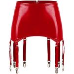 Rote Lack-Optik Punk Damenstrumpfhalter & Damenstrapsgürtel aus Leder Größe L 