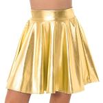 Goldene Skater Mini Festliche Röcke Metallic für Damen Größe L für Partys 
