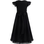 Schwarze Elegante iEFiEL Kinderfestkleider mit Reißverschluss aus Chiffon für Mädchen Größe 128 für den für den Sommer 