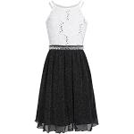 Schwarze Blumenmuster Elegante Ärmellose iEFiEL Maxi Kinderfestkleider mit Reißverschluss aus Tüll für Mädchen Größe 116 