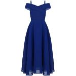 Royalblaue Elegante iEFiEL Maxi Schulterfreie Kinderfestkleider aus Chiffon für Mädchen Größe 158 für den für den Sommer 