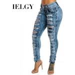 Royalblaue High Waist Jeans aus Denim für Damen Größe 3 XL 