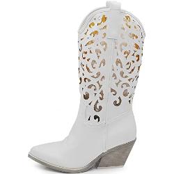 IF Fashion Stiefel Stiefel Texani Cowboy Western Schuhe Damen Spitze Camperos Ethnici 629, 80 3 weiß, 40 EU