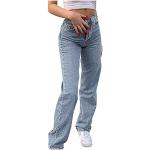 Hellblaue Elegante Slim Fit Jeans aus Denim für Damen Größe L Große Größen 