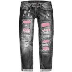 Cremefarbene Camouflage Business Ripped Jeans & Zerrissene Jeans mit Knopf aus Denim für Damen Größe S Petite Weite 34, Länge 32 