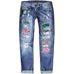 Hellblaue Elegante Ripped Jeans & Zerrissene Jeans aus Denim für Damen Größe XXL zum Oktoberfest 