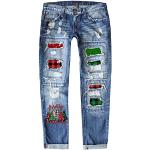 Hellblaue Ripped Jeans & Zerrissene Jeans aus Denim für Damen Größe XXL Petite 