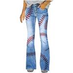 Hellblaue Elegante Wasserdichte Ripped Jeans & Zerrissene Jeans mit Glitzer aus Denim für Damen Größe S Petite 