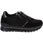 Igi&Co, Leder-Sneakers mit Schnür- und Reißverschluss Black, Damen, Größe: 38 EU