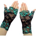 Grüne Blumenmuster Elegante Fingerlose Handschuhe & Halbfinger-Handschuhe aus Spitze für Damen für den für den Sommer 