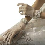 Weiße Vintage Netzhandschuhe mit Perlen für Damen Einheitsgröße für die Braut für den für den Sommer 