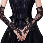 Schwarze Elegante Fingerlose Handschuhe & Halbfinger-Handschuhe aus Spitze für Damen Einheitsgröße für den für den Sommer 