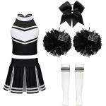 Schwarze V-Ausschnitt Cheerleader-Kostüme mit Pailletten für Kinder Größe 170 
