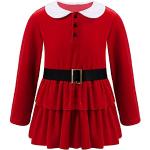 Rote Elegante Langärmelige Kinderlangarmkleider mit Reißverschluss aus Kunstfell Handwäsche für Mädchen Größe 146 