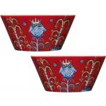 Rote Skandinavische Iittala Taika Runde Müslischalen mit Ornament-Motiv aus Porzellan spülmaschinenfest 2-teilig 