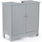 Ikayaa - Moderner Untertischschrank mit Türen Badezimmer Waschbecken Organizer 2-lagig Weiß/Blau/Grau