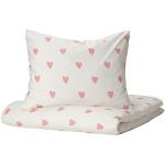 IKEA BARNDRÖM Bettbezug und Kissenbezug, 140x200 / 80x80 cm, Herzmuster weiß/rosa