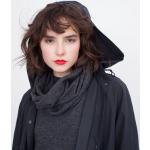 Schwarze Streetwear Wasserdichte Maxi Nachhaltige Kapuzenmäntel mit Reißverschluss aus Baumwolle mit Kapuze für Damen Größe M 