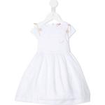 Weiße Kurzärmelige IL GUFO Kinderkleider mit Ärmeln aus Leinen für Babys 