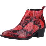 Rote Cowboy-Boots & Cowboystiefeletten mit Reißverschluss aus Schlangenleder für Damen Größe 39 
