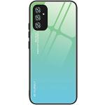 ILING Hülle für Samsung Galaxy M52 5G, Bunt Kugelsicheres Glas Handyhülle Stoßfeste Kratzfeste Elegant Schutzhülle Ultradünne Case (Grün blau)