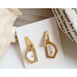 Reduzierte Silberne Minimalistische Dreieckige Strass Ohrringe aus vergoldet für Damen 
