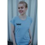 ilovemixtapes Frauen Raglan T-Shirt mit kleiner Libelle Biobaumwolle GOTS - Blue Fog ILI4