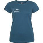 ilovemixtapes Frauen T-Shirt mit Camping Wohnwagen aus Biobaumwolle GOTS - Real Teal ILI01