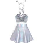 Silberne Mini Astronauten-Kostüme aus Kunstleder für Damen 