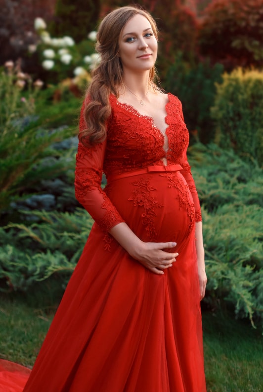 Purpless Damen Schwangerschaft Kleid Umstandskleid V-Ausschnitt Langarm Umstandsmode 4419