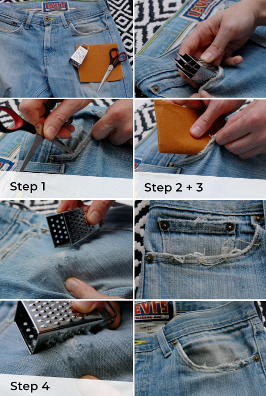 Jeans mit Taschen im Used-Look in DIY Schritten