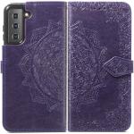 Violette Samsung Galaxy S22 Hüllen Art: Flip Cases mit Mandala-Motiv aus Kunstleder 