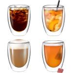 Cocktailgläser 350 ml mit Kaffee-Motiv aus Glas doppelwandig 4-teilig 
