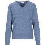 Blaue Unifarbene In Linea V-Ausschnitt Kaschmir-Pullover für Damen Größe M für den für den Herbst 