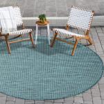 Blaue Moderne Runde Outdoor-Teppiche & Balkonteppiche aus Textil 