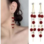 Nickelfreie Rosa Elegante Ohrhänger aus Kristall mit Strass für Damen 