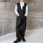 Schwarze Unifarbene Ärmellose V-Ausschnitt Herrenjumpsuits & Herrenoveralls aus Polyester Größe 5 XL 