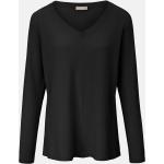 Schwarze Include V-Ausschnitt Kaschmir-Pullover aus Wolle Handwäsche für Damen Übergrößen 